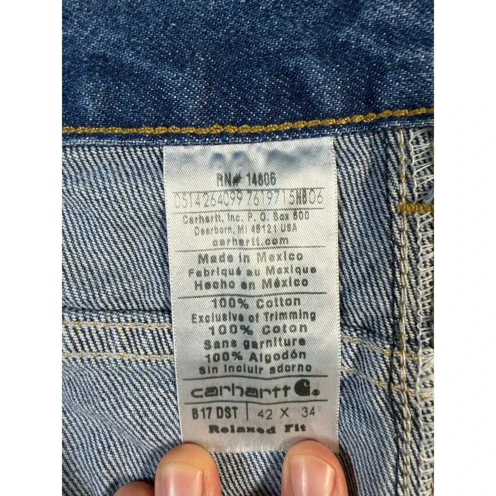 Carhartt B17 DST Jeans Mens 42x34 Relaxed Fit Tapered Dark Stone Workwear